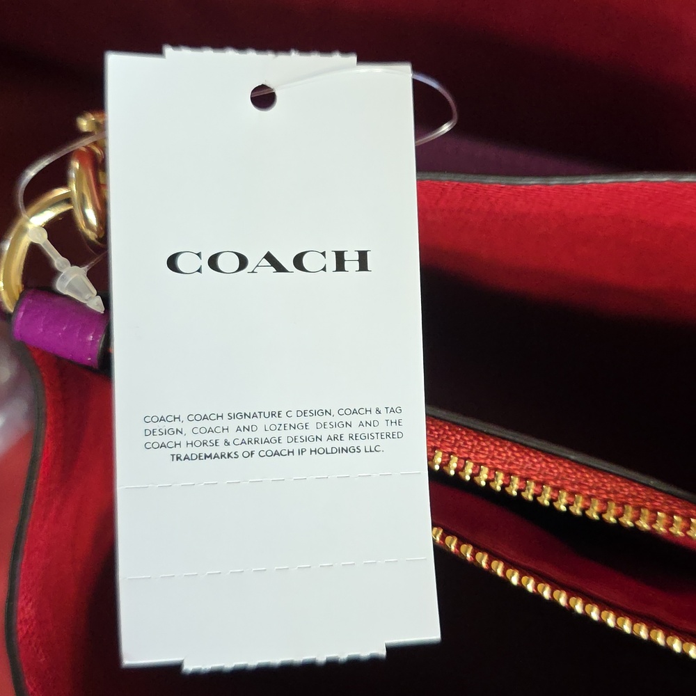 Coach Magenta Purple Red Jumbo Floral Mollie 22 Bucket Bag - Picture 11 of 12
